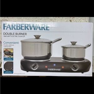 Farberware Black and Silver Double Burner Cooktop